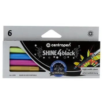 Centropen μαρκαδόροι Shine 4black 6 χρώματα (ΠΑΚ3)