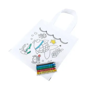 Τσάντα non woven λευκή ζωγραφική σετ 5τμχ. 20,5x22εκ. (ΤΕΜ6)