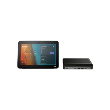 Poly Studio Base Kit G9 Plus JetBlack Catalog WhiteBG Rear (1ZB6AW)