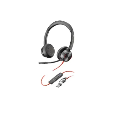 Poly Blackwire 8225 Stereo Microsoft Teams Certified USB-C Headset +USB- C/A Adapter (8X225AA)
