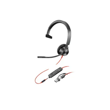 Poly Blackwire 3315 Monaural USB-C Headset +3.5mm Plug +USB-C/A Adapter (8X217AA)