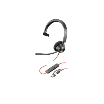 Poly headset Blackwire 3310 monaural USB-C + USB-C/A adapter - 8X215AA