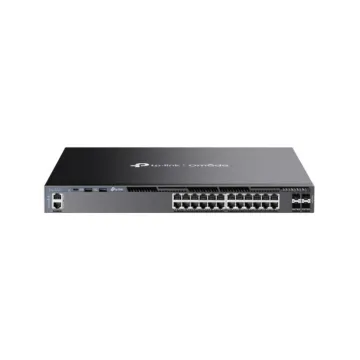 Omada 24-PortGigabit Stackable L3 Managed PoE+ Switch with 4 10GE SFP+ Slots