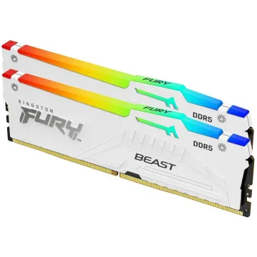 KINGSTON Memory KF560C30BWEAK2-32 FURY Beast WHITE RGB DDR5, 6000MT/s, 32GB KIT OF 2