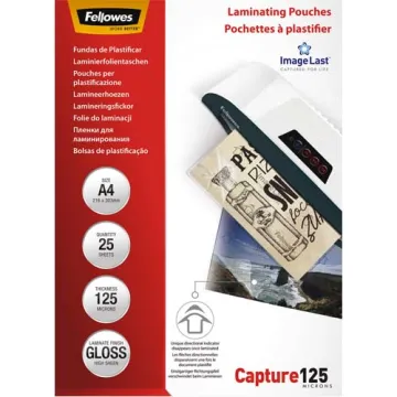LAMINATOR FELLOWES POUCH A4 125MIC 25PK