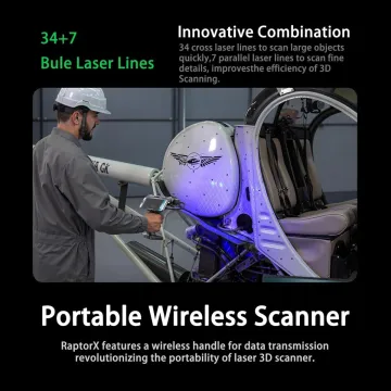 Creality RaptorX 3D Scanner - wireless Hybrid Blue Laser & NIR 3D - 34+7 Lines - 0,02mm for 5-4000mm - 