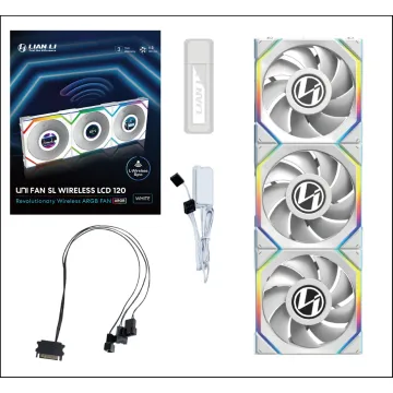 Lian Li UNIFAN SL Wireless LCD 120 -3PCS White (Triple pack include Controller) - Case Fan - 