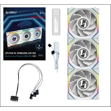Lian Li UNIFAN SL Wireless LCD 120 -3PCS Reverse White (Triple pack include Controller) - Case Fan - 