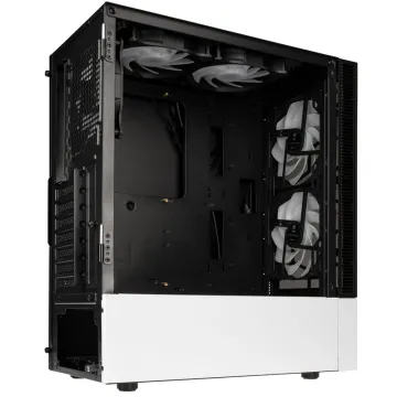 Kolink Observatory MX Mesh ARGB Midi Tower Case – Black/White (with 5 ARGB fans - 2x140mm & 3x120mm) - 