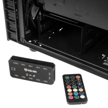 Kolink Observatory Lite RGB Midi-Tower - Tempered Glass - Black - 