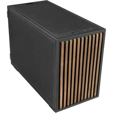 Lian Li Dan-B4 Wood Black - mATX Mesh - PC Gaming Case - 2x 120 Fans Included - GPU Support 358.9mm