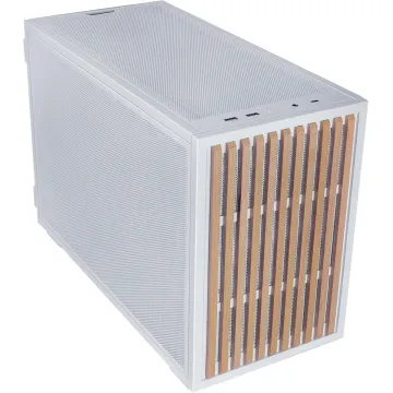 Lian Li Dan-B4 Wood White - mATX Mesh - PC Gaming Case - 2x 120 Fans Included - GPU Support 358.9mm