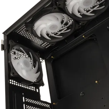Kolink Observatory HF Plus Mesh ARGB PWM Midi Tower Case Black with 6x ARGB PWM Fans (5x140mm 1x120) - 