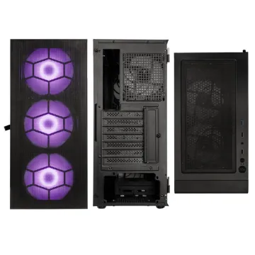 Kolink Observatory HF Plus Mesh ARGB PWM Midi Tower Case Black with 6x ARGB PWM Fans (5x140mm 1x120) - 