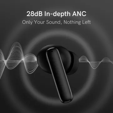 QCY T13 ANC Black - TWS 10mm Dynamic Driver, 4-mic 28dB ANC, Bluetooth 5.3, 7hr-30hr, 75ms latency - 