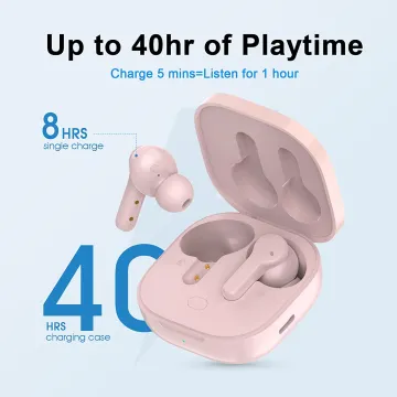 QCY T13 TWS PINK Dual Driver 4-mic noise cancel. True Wireless Earbuds - Quick Charge 380mAh - 