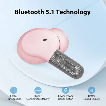 QCY T13 TWS PINK Dual Driver 4-mic noise cancel. True Wireless Earbuds - Quick Charge 380mAh - 