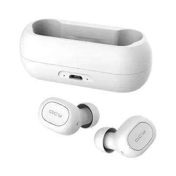 QCY T1C TWS WHITE True Wireless Earbuds 5.0 Bluetooth Headphones 80hrs - 