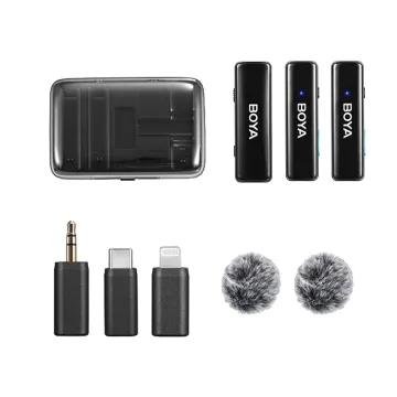 BOYALINK Mobile Wireless Mic for Android (USB-C) iPhone IOS and 3,5 TRS (laptop) 2 person vlog - 