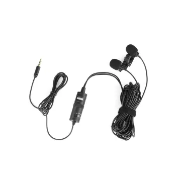 BOYA BY-M1DM wired mic Dual Lavalier Microphone - 