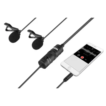 BOYA BY-M1DM wired mic Dual Lavalier Microphone - 