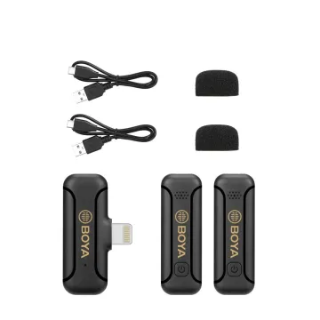 BOYA BY-WM3T2-D2 2,4GHz Mobile wireless mic For IOS iPhone (2 transmitters, two person vlog) - 
