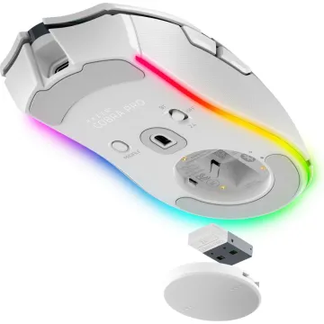 Razer COBRA PRO WHITE - Wireless Gaming Mouse - 30000 DPI - RGB UNDERGLOW - Bluetooth / 2.4Ghz - 77g - 