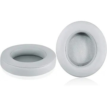 Geekria Razer Leatherette Kraken Cushions for Kraken Pro V2 Mercury, 7.1 Mercury Oval Grey/White - 