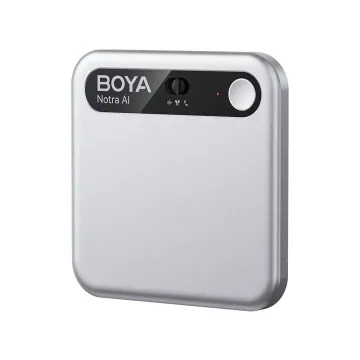 BOYA Notra Silver - AI Audio Recorder - 64GB Room/Phone/BT, AI Transcription & Summary