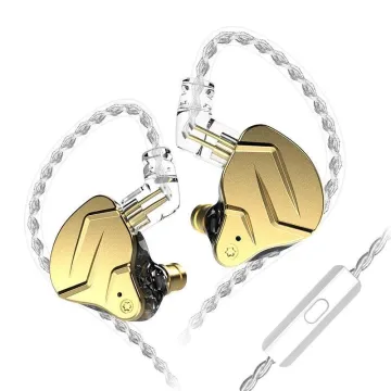 KZ ZSN PRO 2 Gold With Mic - IEM 3,5 In Ear Monitor Earphones, Hybrid 1BA+1DD 10mm, metal, HIFI bass