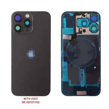 FOR IPHONE 16 PRO MAX BATTERY COVER + CAMERA LENS + METAL PLATE + FLASHLIGHT + CHARGING FLEX + NFC TITANIUM BLACK