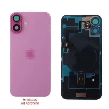 FOR IPHONE 16 PLUS BATTERY COVER + CAMERA LENS + METAL PLATE + FLASHLIGHT + CHARGING FLEX + NFC PINK