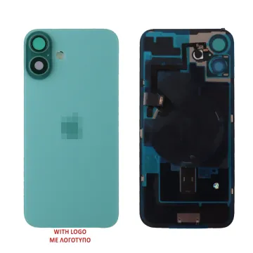 FOR IPHONE 16 PLUS BATTERY COVER + CAMERA LENS + METAL PLATE + FLASHLIGHT + CHARGING FLEX + NFC TEAL