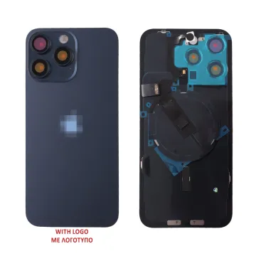 FOR IPHONE 15 PRO MAX BATTERY COVER + CAMERA LENS + METAL PLATE + FLASHLIGHT + CHARGING FLEX + NFC TITANIUM BLUE
