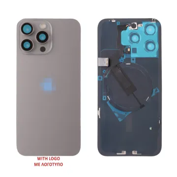 FOR IPHONE 15 PRO MAX BATTERY COVER + CAMERA LENS + METAL PLATE + FLASHLIGHT + CHARGING FLEX + NFC TITANIUM NATURAL