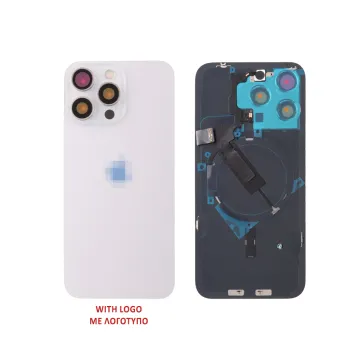 FOR IPHONE 15 PRO BATTERY COVER + CAMERA LENS + METAL PLATE + FLASHLIGHT + CHARGING FLEX + NFC TITANIUM WHITE