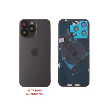 FOR IPHONE 15 PRO BATTERY COVER + CAMERA LENS + METAL PLATE + FLASHLIGHT + CHARGING FLEX + NFC TITANIUM BLACK