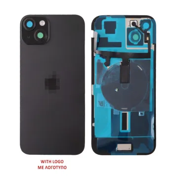 FOR IPHONE 15 PLUS BATTERY COVER + CAMERA LENS + METAL PLATE + FLASHLIGHT + CHARGING FLEX + NFC BLACK