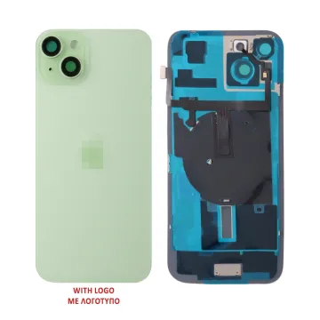 FOR IPHONE 15 BATTERY COVER + CAMERA LENS + METAL PLATE + FLASHLIGHT + CHARGING FLEX + NFC GREEN