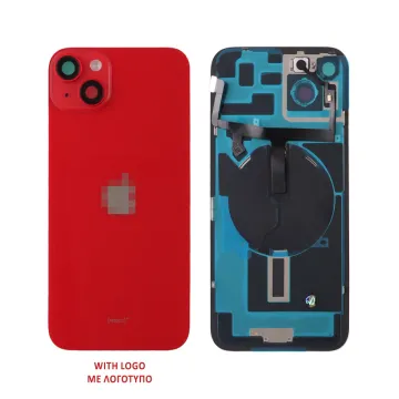 FOR IPHONE 14 PLUS BATTERY COVER + CAMERA LENS + METAL PLATE + FLASHLIGHT + CHARGING FLEX + NFC RED