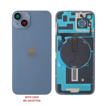 FOR IPHONE 14 PLUS BATTERY COVER + CAMERA LENS + METAL PLATE + FLASHLIGHT + CHARGING FLEX + NFC BLUE