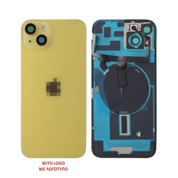 FOR IPHONE 14 PLUS BATTERY COVER + CAMERA LENS + METAL PLATE + FLASHLIGHT + CHARGING FLEX + NFC YELLOW