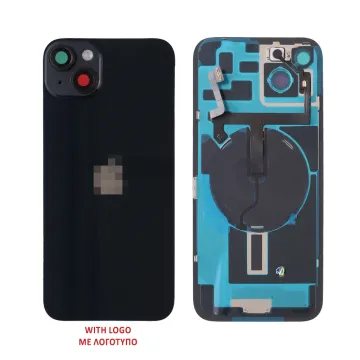 FOR IPHONE 14 BATTERY COVER + CAMERA LENS + METAL PLATE + FLASHLIGHT + CHARGING FLEX + NFC BLACK