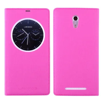 ΘΗΚΗ LEAGOO ELITE 4 LEATHER BATTERY COVER VIEW BOOK PINK OR