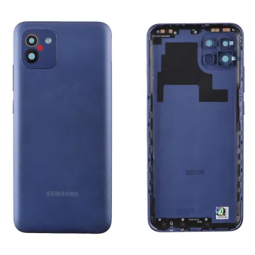 SAMSUNG A03 A035F BATTERY COVER + CAMERA LENS ΜΕ ΑΥΤΟΚΟΛΛΗΤΗ ΤΑΙΝΙΑ ΑΔΙΑΒΡΟΧΟΠΟΙΗΣΗΣ BLUE 3P OR