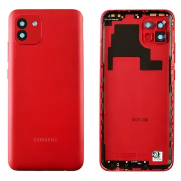 SAMSUNG A03 A035F BATTERY COVER + CAMERA LENS ΜΕ ΑΥΤΟΚΟΛΛΗΤΗ ΤΑΙΝΙΑ ΑΔΙΑΒΡΟΧΟΠΟΙΗΣΗΣ RED 3P OR