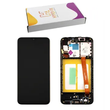 SAMSUNG A20e A202F ΟΘΟΝΗ PLS +TOUCH SCREEN + LENS + FRAME HF-GH82-20186A BLACK HYPER-FIX SERVICE PACK