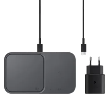 WIRELESS CHARGER DUO SAMSUNG EP-P5400BBEGEU 2 in 1 15W FAST CHARGE QI PAD - ADAPTER BLACK PACKING OR