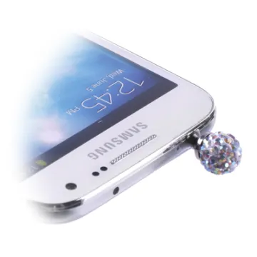 EARPHONE ANTI-DUST JACK PLUG 3.5mm DIAMOND BALL WHITE