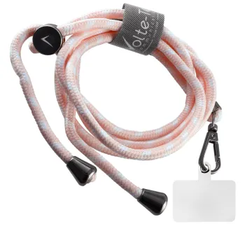 VOLTE-TEL NECK STRAP - ΛΟΥΡΑΚΙ ΛΑΙΜΟΥ ΓΙΑ ΘΗΚΕΣ ΡΟΖ ΜΕ ΑΣΠΡΟ VT25